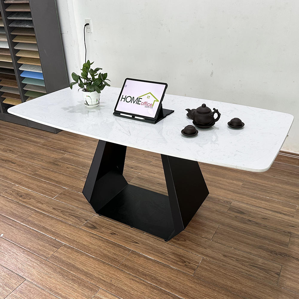 Bàn ăn chữ nhật 140 160x80 mặt đá chân sắt Bàn ăn chữ nhật 140 160x80 mặt đá chân sắt - hình 3