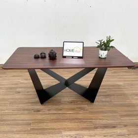 Bàn ăn chữ nhật 140 160x80cm gỗ tràm chân sắt - hình 1