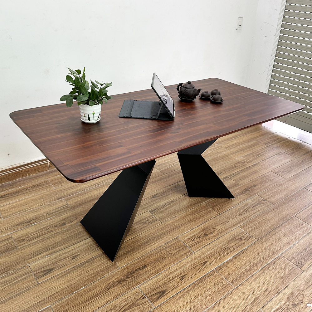Bàn ăn chữ nhật 140 160x80cm gỗ tràm chân sắt Bàn ăn chữ nhật 140 160x80cm gỗ tràm chân sắt - hình 2
