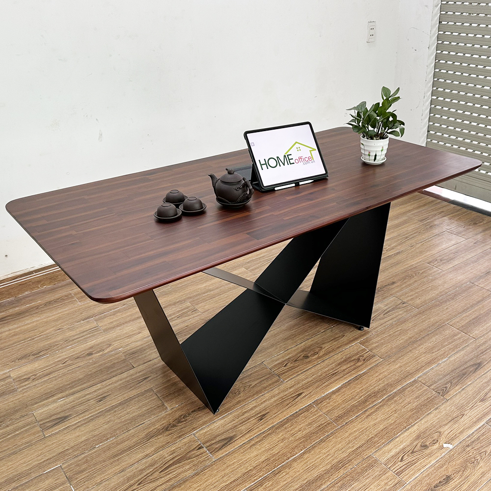 Bàn ăn chữ nhật 140 160x80cm gỗ tràm chân sắt Bàn ăn chữ nhật 140 160x80cm gỗ tràm chân sắt - hình 3
