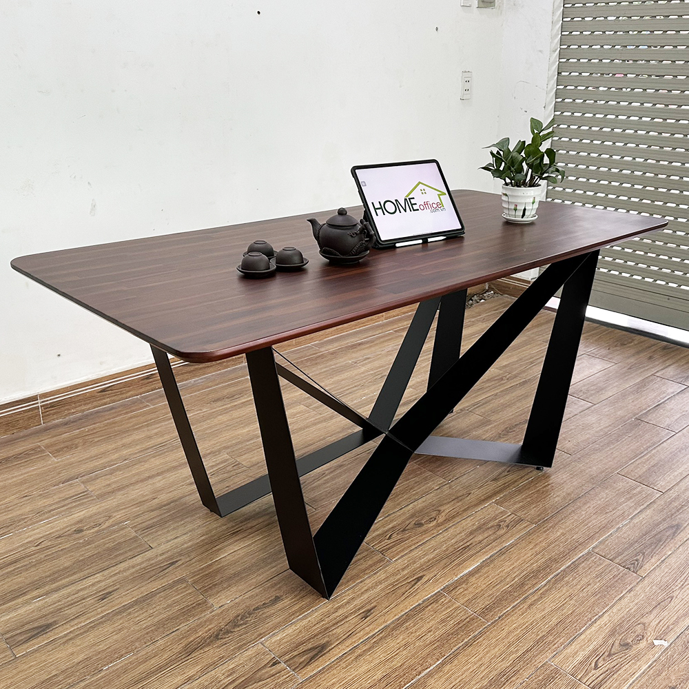 Bàn ăn chữ nhật 140 160x80cm gỗ tràm chân sắt Bàn ăn chữ nhật 140 160x80cm gỗ tràm chân sắt - hình 4