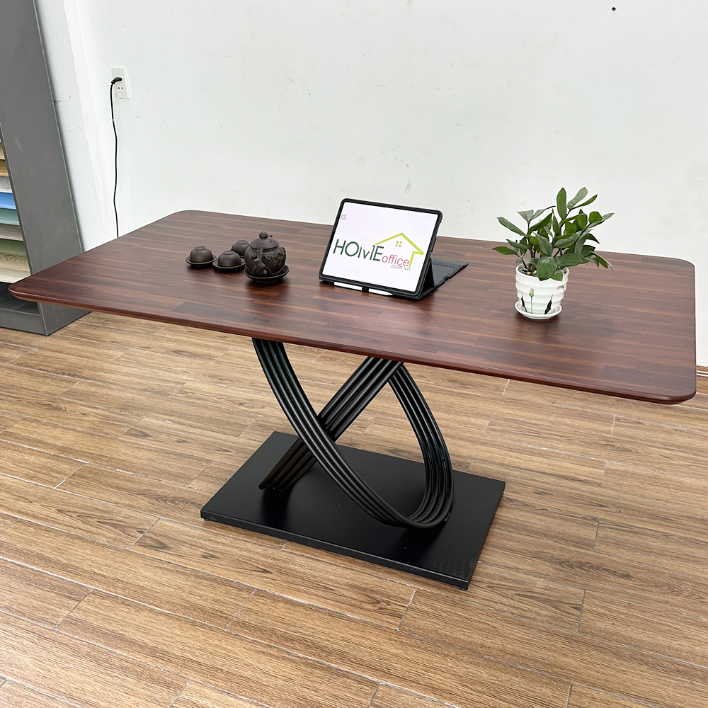 Bàn ăn chữ nhật 140 160x80cm gỗ tràm chân sắt Bàn ăn chữ nhật 140 160x80cm gỗ tràm chân sắt - hình 4