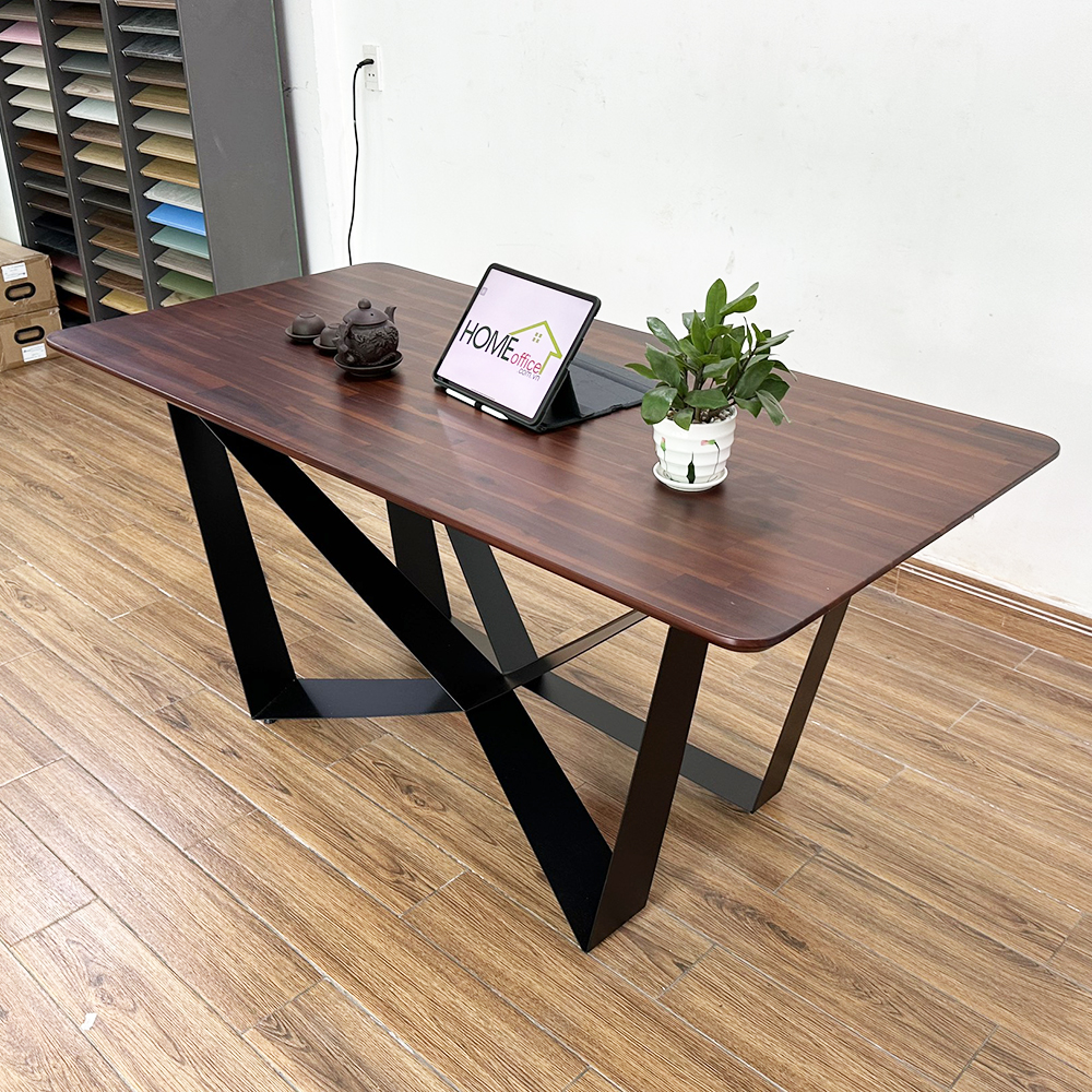 Bàn ăn chữ nhật 140 160x80cm gỗ tràm chân sắt Bàn ăn chữ nhật 140 160x80cm gỗ tràm chân sắt - hình 5