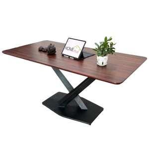 Bàn ăn chữ nhật 140 160x80cm gỗ tràm chân sắt chữ X - hình 1