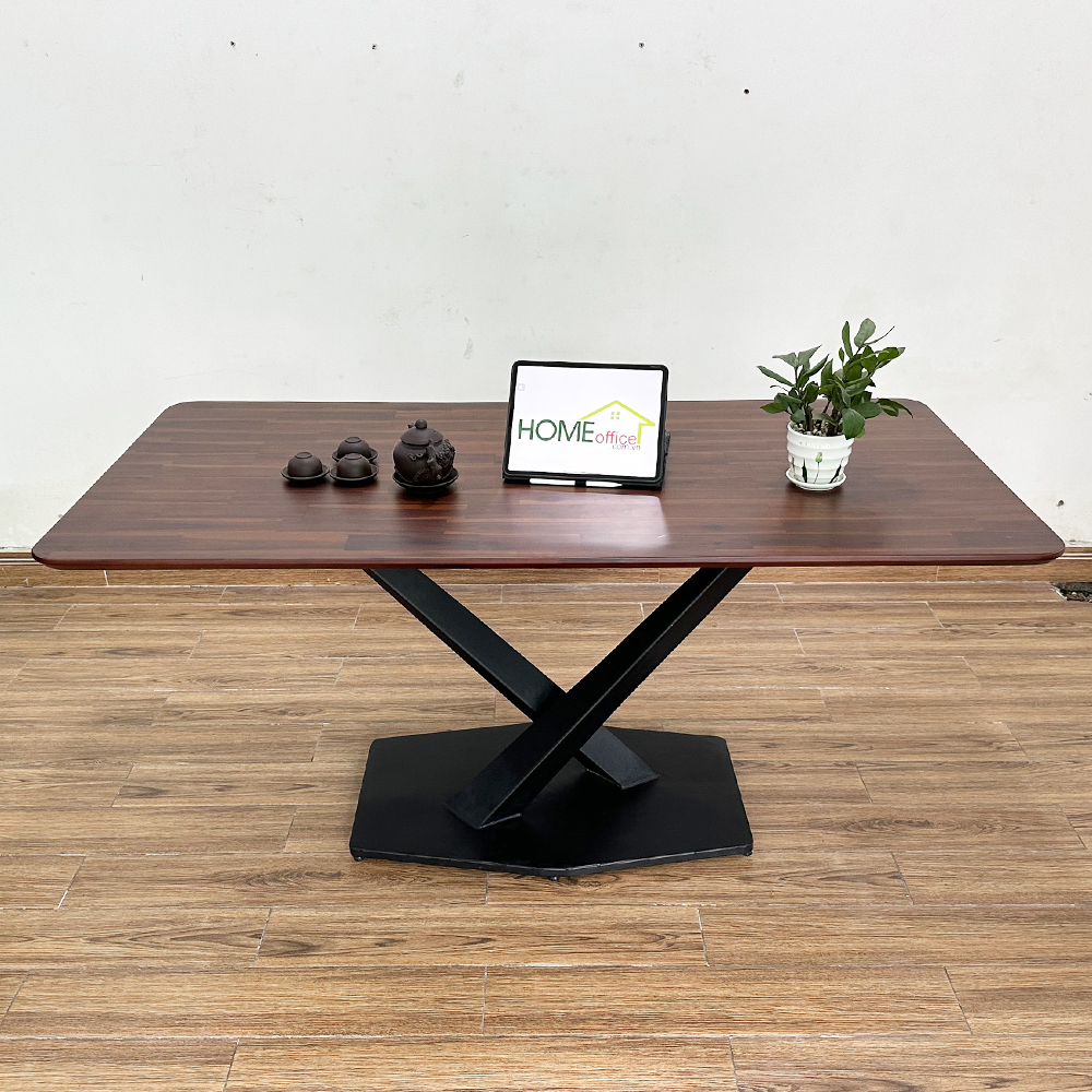 Bàn ăn chữ nhật 140 160x80cm gỗ tràm chân sắt chữ X Bàn ăn chữ nhật 140 160x80cm gỗ tràm chân sắt chữ X - hình 2