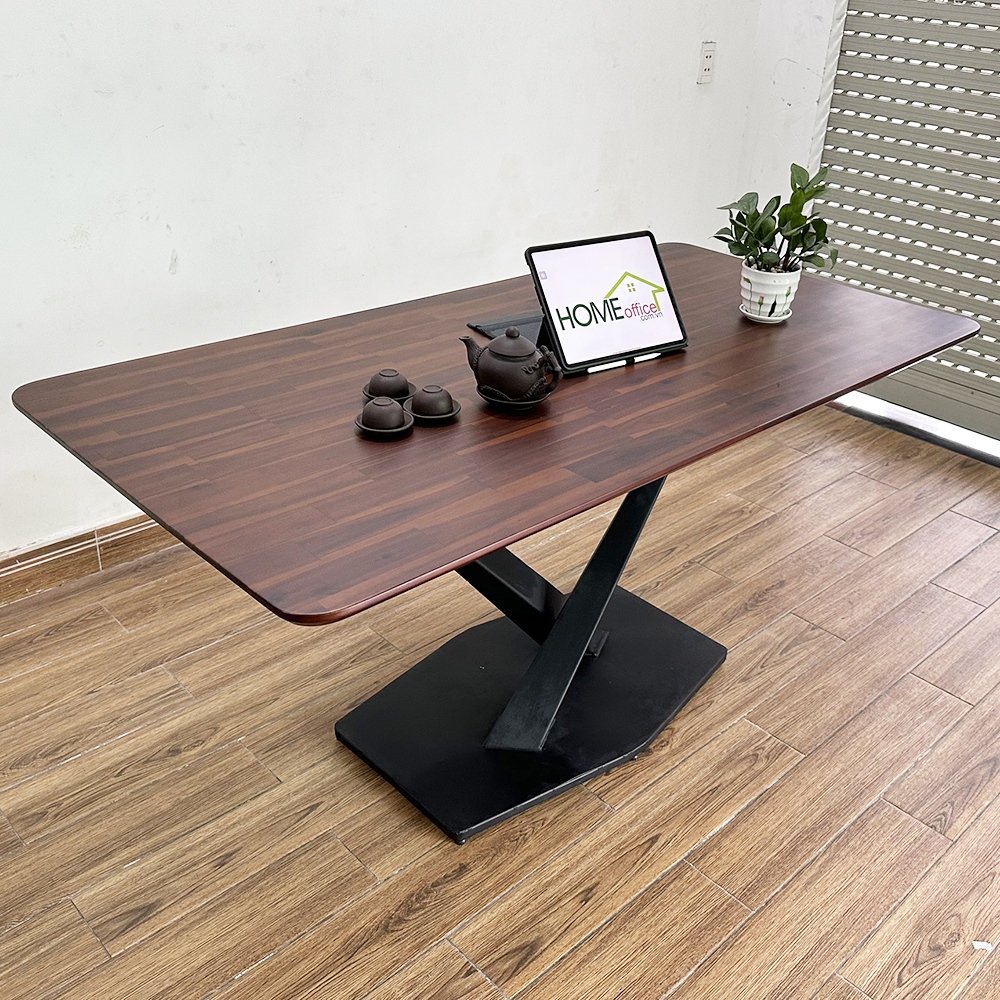 Bàn ăn chữ nhật 140 160x80cm gỗ tràm chân sắt chữ X Bàn ăn chữ nhật 140 160x80cm gỗ tràm chân sắt chữ X - hình 4