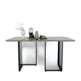 Bàn ăn chữ nhật 140 160x80cm JUHI gỗ cao su chân sắt