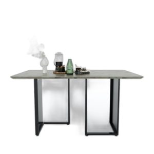 Bàn ăn chữ nhật 140 160x80cm JUHI gỗ cao su chân sắt