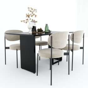 Bàn ăn chữ nhật 140 160x80cm JUHI gỗ cao su chân sắt - hình 1