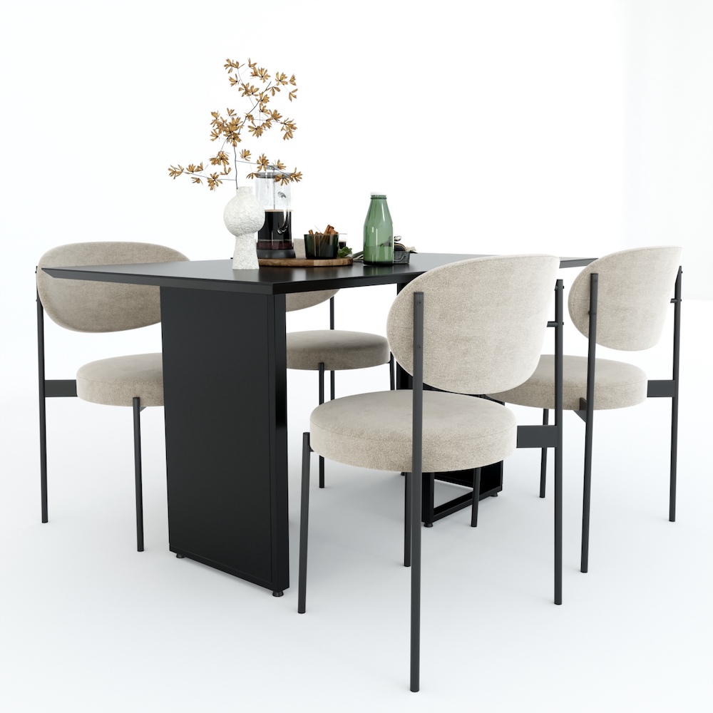 Bàn ăn chữ nhật 140 160x80cm JUHI gỗ cao su chân sắt Bàn ăn chữ nhật 140 160x80cm JUHI gỗ cao su chân sắt - hình 1