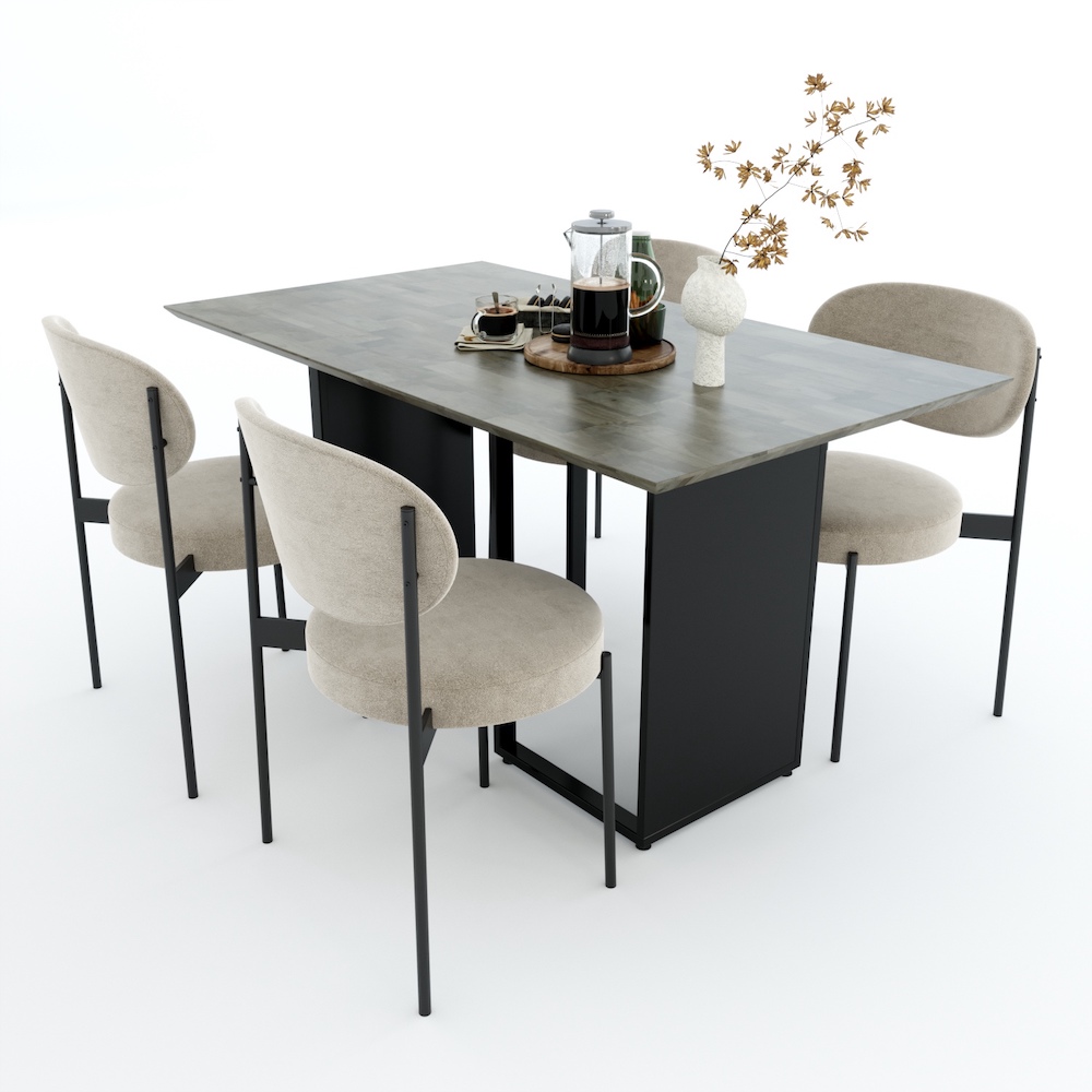 Bàn ăn chữ nhật 140 160x80cm JUHI gỗ cao su chân sắt Bàn ăn chữ nhật 140 160x80cm JUHI gỗ cao su chân sắt - hình 2