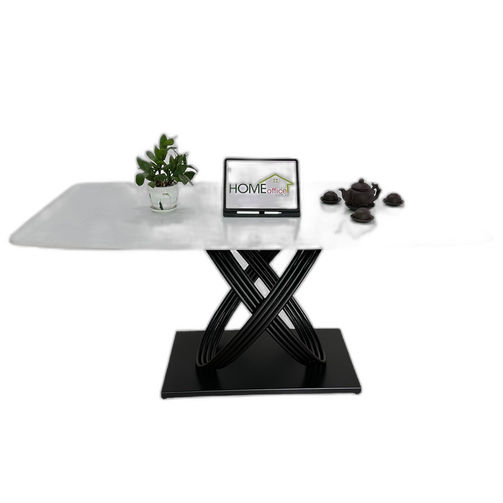 Bàn ăn chữ nhật 140 160x80cm mặt đá chân sắt Bàn ăn chữ nhật 140 160x80cm mặt đá chân sắt