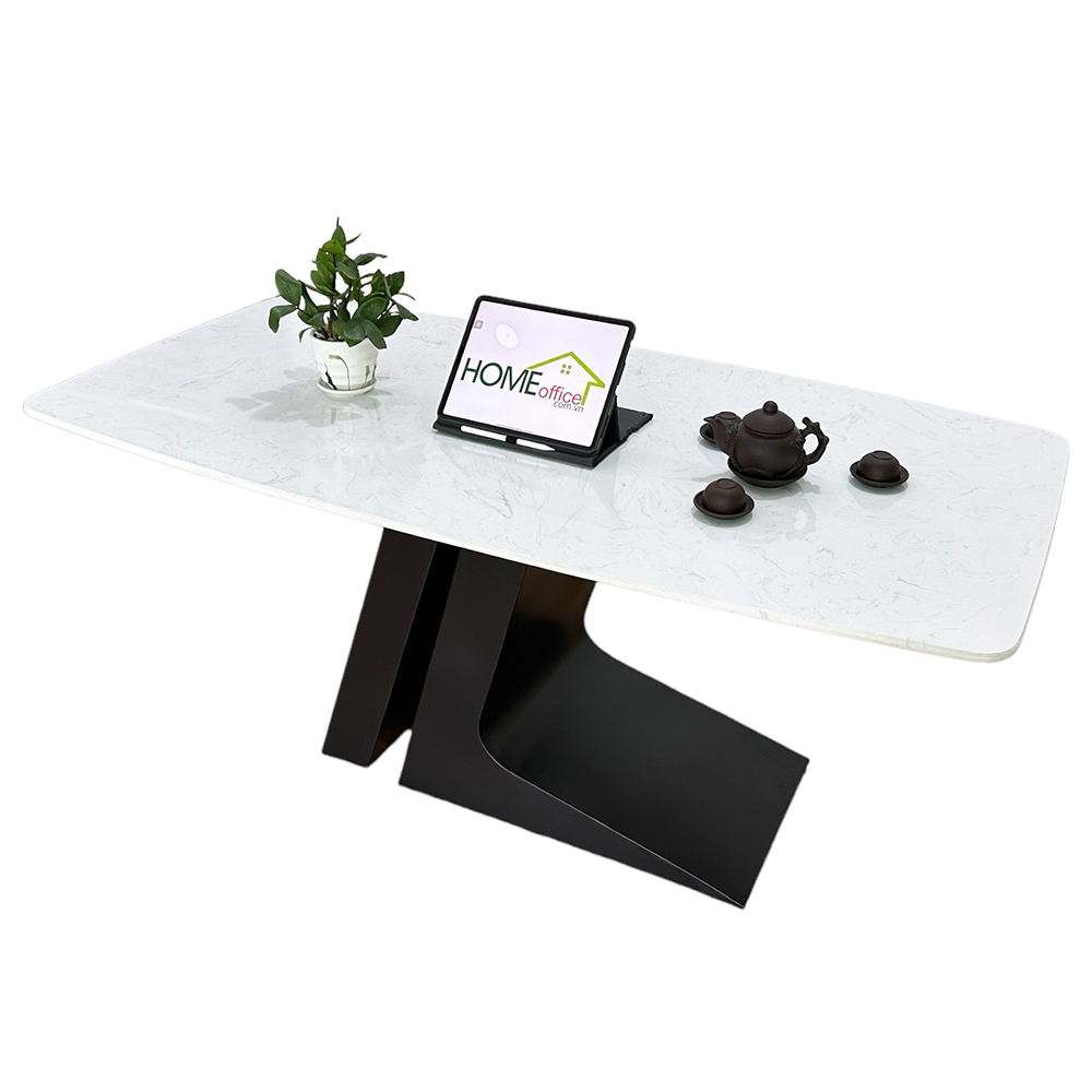 Bàn ăn chữ nhật 140 160x80cm mặt đá chân sắt Bàn ăn chữ nhật 140 160x80cm mặt đá chân sắt - hình 1