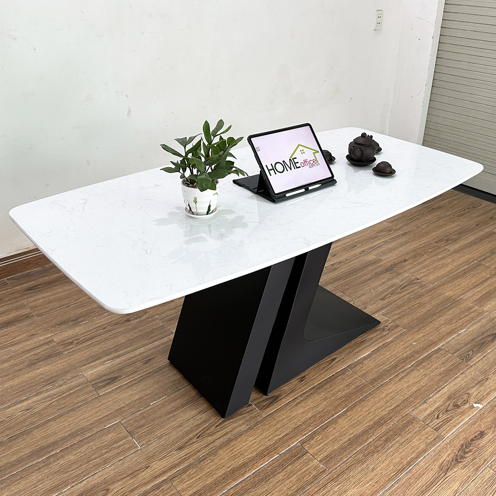 Bàn ăn chữ nhật 140 160x80cm mặt đá chân sắt Bàn ăn chữ nhật 140 160x80cm mặt đá chân sắt - hình 3