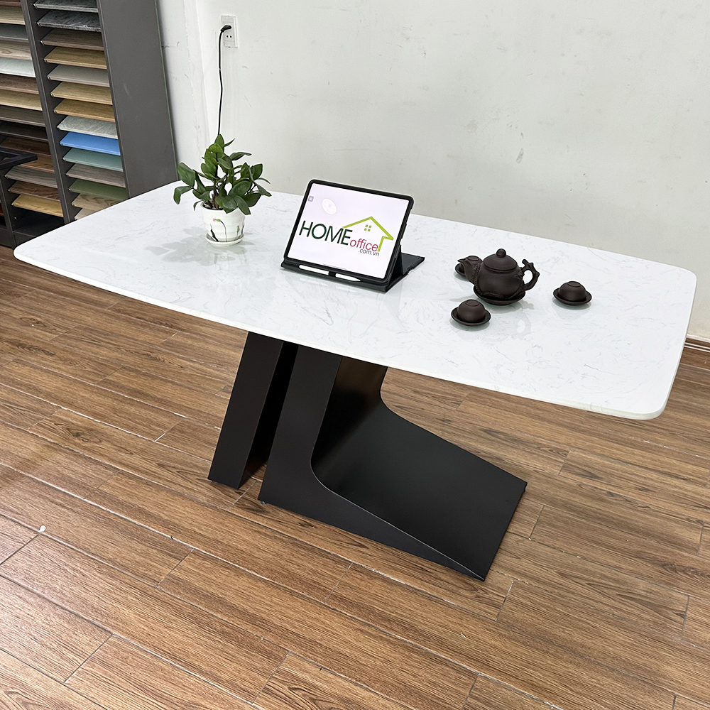 Bàn ăn chữ nhật 140 160x80cm mặt đá chân sắt Bàn ăn chữ nhật 140 160x80cm mặt đá chân sắt - hình 5