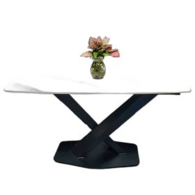 Bàn ăn chữ nhật 140 160x80cm mặt đá chân sắt chữ X