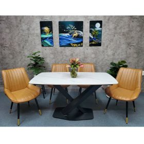 Bàn ăn chữ nhật 140 160x80cm mặt đá chân sắt chữ X - hình 1