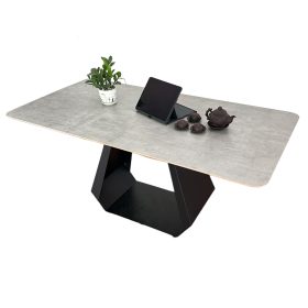 Bàn ăn chữ nhật 140 160x80cm mặt gỗ Plywood chân sắt - hình 1