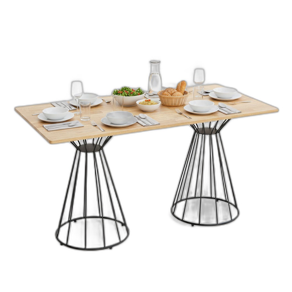 Bàn ăn chữ nhật 140x70cm gỗ cao su chân sắt BA68192 Bàn ăn chữ nhật 140x70cm gỗ cao su chân sắt BA68192