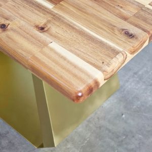Bàn ăn chữ nhật 140x70cm gỗ tràm chân sắt - hình 1