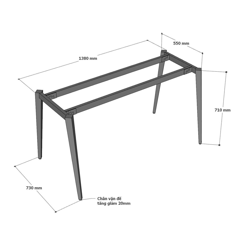 Bàn ăn chữ nhật 140x75cm gỗ plywood chân sắt hệ Tứ Giác Côn Bàn ăn chữ nhật 140x75cm gỗ plywood chân sắt hệ Tứ Giác Côn - hình 3
