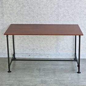 Bàn ăn chữ nhật 140x80cm gỗ cao su chân ống nước sắt - hình 1