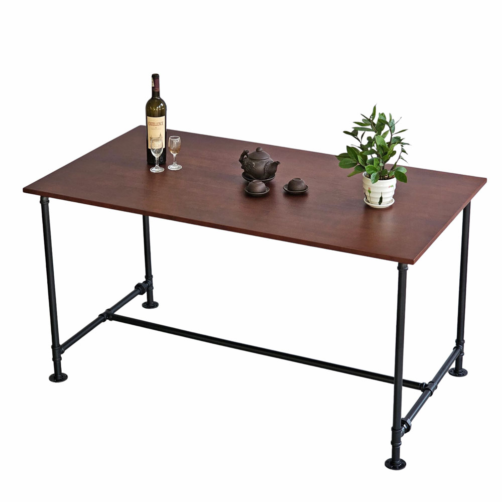 Bàn ăn chữ nhật 140x80cm gỗ cao su chân ống nước sắt Bàn ăn chữ nhật 140x80cm gỗ cao su chân ống nước sắt - hình 2