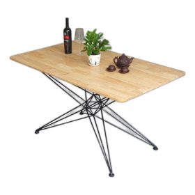 Bàn ăn chữ nhật 140x80cm gỗ cao su chân sắt