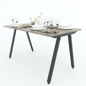 Bàn ăn chữ nhật 140x80cm gỗ cao su chân sắt lắp ráp - hình 1