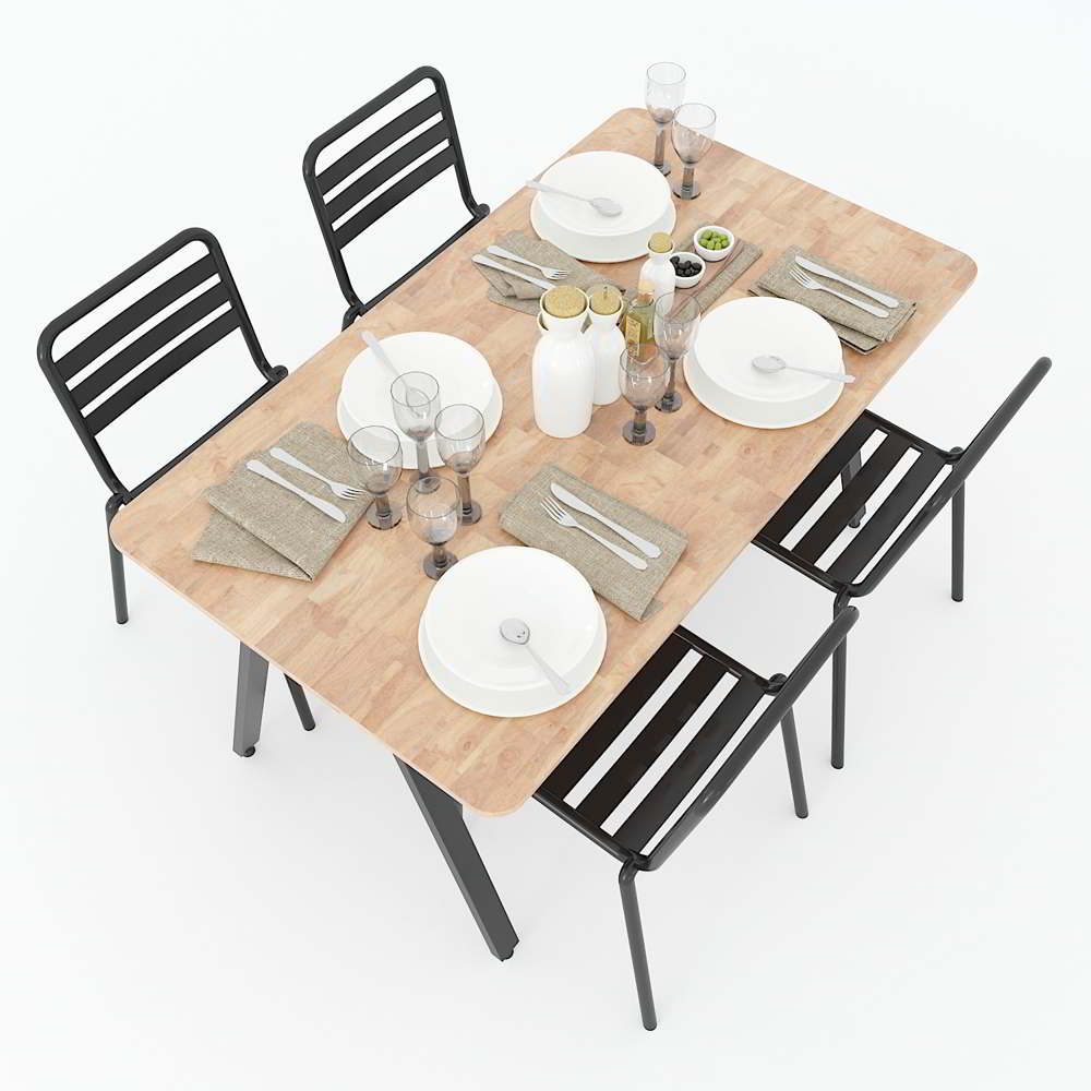 Bàn ăn chữ nhật 140x80cm gỗ cao su chân sắt lắp ráp Bàn ăn chữ nhật 140x80cm gỗ cao su chân sắt lắp ráp - hình 4