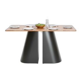 Bàn ăn chữ nhật 140x80cm gỗ tràm chân sắt