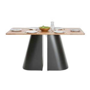 Bàn ăn chữ nhật 140x80cm gỗ tràm chân sắt