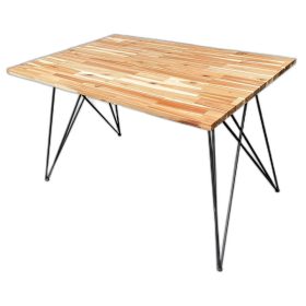 Bàn ăn chữ nhật 140x80cm gỗ tràm chân sắt Hairpin pro