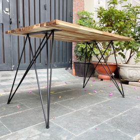 Bàn ăn chữ nhật 140x80cm gỗ tràm chân sắt Hairpin pro - hình 1