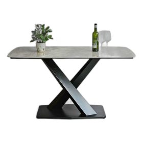 Bàn ăn chữ nhật 140x80cm mặt đá ceramic cao cấp chân sắt