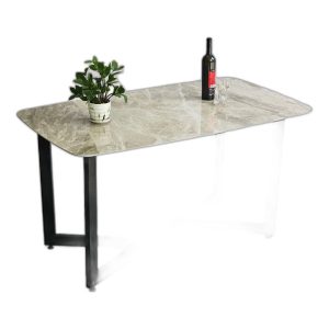 Bàn ăn chữ nhật 140x80cm mặt đá ceramic cao cấp chân sắt
