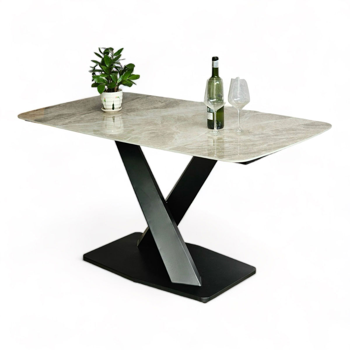 Bàn ăn chữ nhật 140x80cm mặt đá ceramic cao cấp chân sắt Bàn ăn chữ nhật 140x80cm mặt đá ceramic cao cấp chân sắt - hình 1