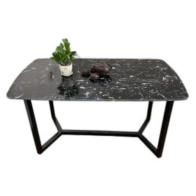 Bàn ăn chữ nhật 140x80cm mặt đá chân sắt