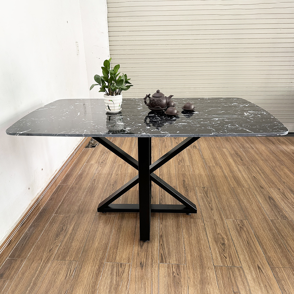 Bàn ăn chữ nhật 140x80cm mặt đá chân sắt Bàn ăn chữ nhật 140x80cm mặt đá chân sắt - hình 3