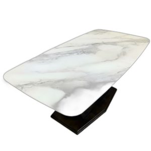 Bàn ăn chữ nhật 140x90x75cm mặt đá ceramic chân gỗ cao su