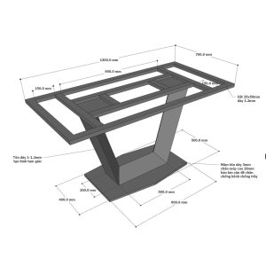 Bàn ăn chữ nhật 160x70cm gỗ tràm - hình 1