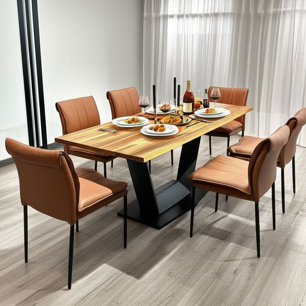 Bàn ăn chữ nhật 160x70cm gỗ tràm Bàn ăn chữ nhật 160x70cm gỗ tràm - hình 5