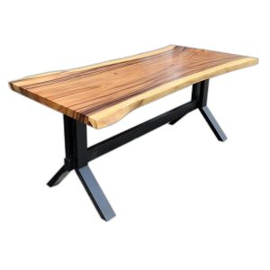 Bàn ăn chữ nhật 160x80cm gỗ me tây dày 5cm chân sắt