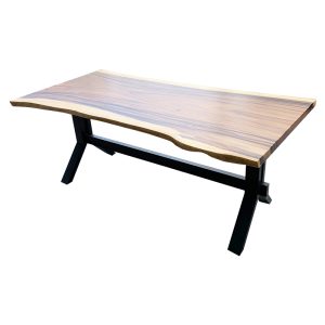 Bàn ăn chữ nhật 160x80cm gỗ me tây dày 5cm chân sắt - hình 1