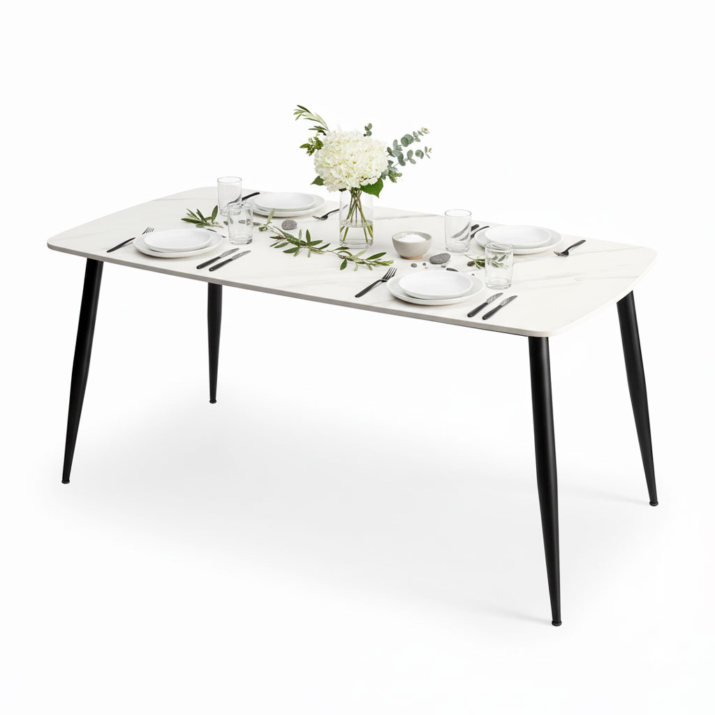 Bàn ăn chữ nhật 160x80cm mặt đá chân CONE Bàn ăn chữ nhật 160x80cm mặt đá chân CONE - hình 1