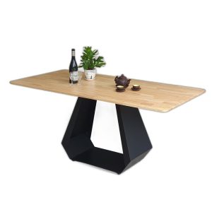 Bàn ăn chữ nhật 160x80cm mặt gỗ cao su chân sắt