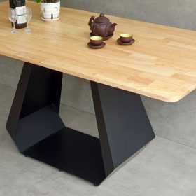 Bàn ăn chữ nhật 160x80cm mặt gỗ cao su chân sắt - hình 1