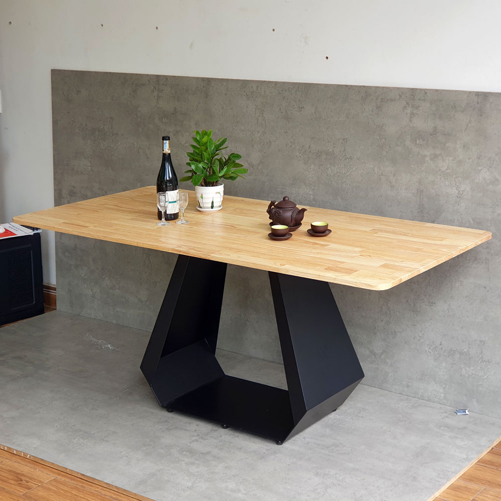 Bàn ăn chữ nhật 160x80cm mặt gỗ cao su chân sắt Bàn ăn chữ nhật 160x80cm mặt gỗ cao su chân sắt - hình 4