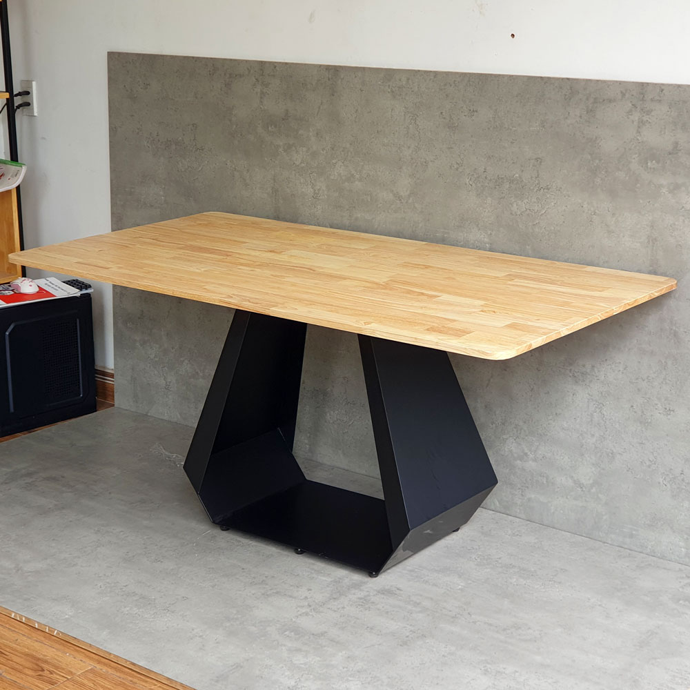 Bàn ăn chữ nhật 160x80cm mặt gỗ cao su chân sắt Bàn ăn chữ nhật 160x80cm mặt gỗ cao su chân sắt - hình 5