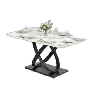 Bàn ăn chữ nhật 160x90cm mặt đá Ceramic cao cấp chân sắt